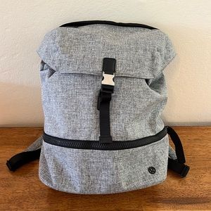 Lululemon backpack with shoe bag: laptop and bottle storage inside